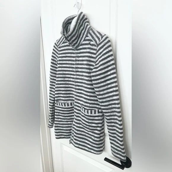 KAVU Women's Full Zip Jacket Fleece Lined Striped Knit Casual Gray SZ XS - Picture 3 of 10